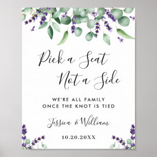 Eukalyptus Lavender Wedding Zeremonie Sitzplatz Poster