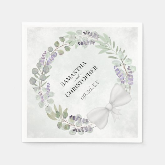 Eukalyptus & Lavender Wreath Diagonal Wedding Serviette (Vorderseite)