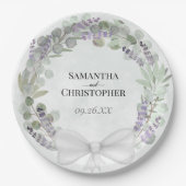Eukalyptus & Lavender Wreath Watercolor Wedding Pappteller (Vorderseite)