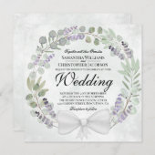 Eukalyptus & Lavender Wreath Wedding Einladung (Vorne/Hinten)
