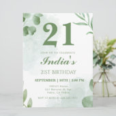 Eukalyptus Leaf 21. Geburtstagsparty Einladung (Stehend Vorderseite)