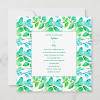 Eukalyptus Leaf Art Green Aquamarin Dusty Blue Wed