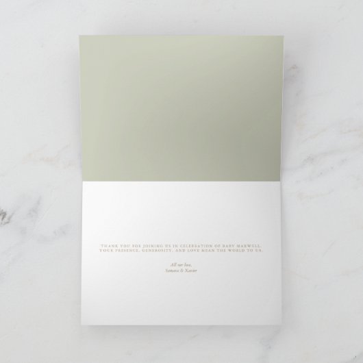 Eukalyptus Leaf Baby Danke Karte (Innenseite)