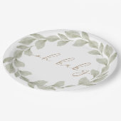 Eukalyptus-Leaf-Babydusche Pappteller (Schrägansicht)