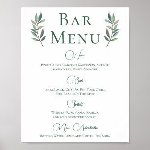 Eukalyptus Leaf Einfaches botanisches Hochzeitsmen Poster
