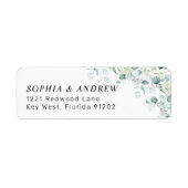 Eukalyptus Leaf Floral Return Address Label (Vorne)