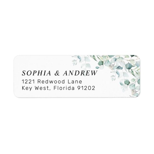 Eukalyptus Leaf Floral Return Address Label (Vorne)