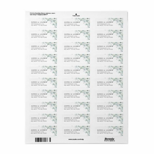 Eukalyptus Leaf Floral Return Address Label (Vorne)