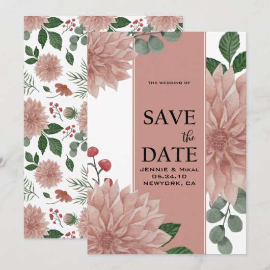 Eukalyptus Leaf Floral Save The Date (Vorne/Hinten)
