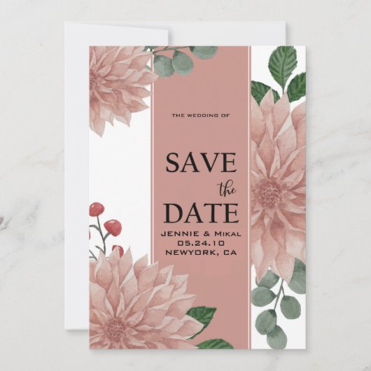 Eukalyptus Leaf Floral Save The Date (Vorderseite)