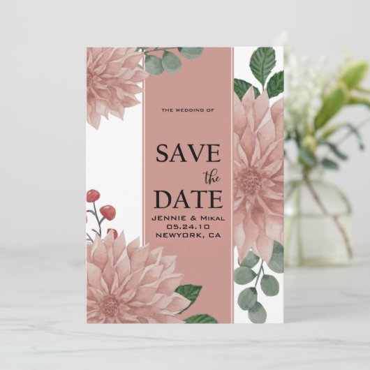 Eukalyptus Leaf Floral Save The Date (Stehend Vorderseite)