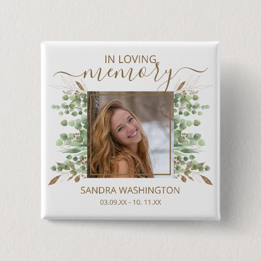 Eukalyptus Leaf | Foto Memorial Button (Vorderseite)