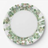 Eukalyptus Leaf Gold Glitzer Greenerity Wedding Pappteller (Vorderseite)