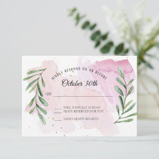 Eukalyptus Leaf Gold Rustikale UAWG Einladung (Stehend Vorderseite)