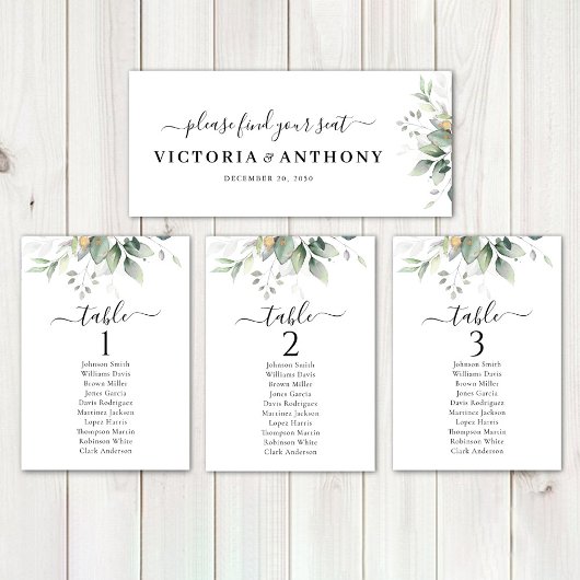 Eukalyptus Leaf Greenerity Wedding Head Table Sign