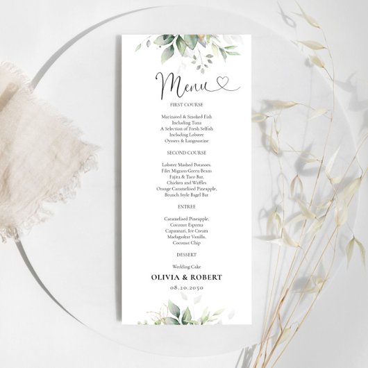 Eukalyptus Leaf Greenerity Wedding Menu Menükarte