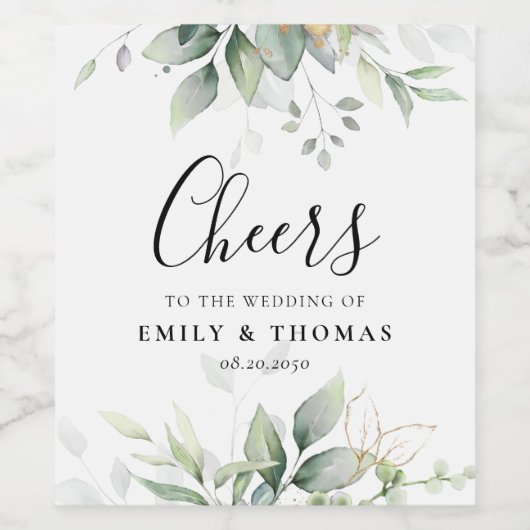 Eukalyptus Leaf Greenerity Wedding Wine Label Weinetikett (Einzelnes Label)