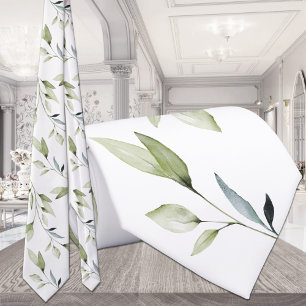 Eukalyptus Leaf Greenery Elegance White Wedding Krawatte