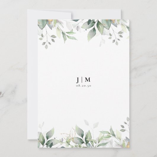 Eukalyptus Leaf Greenery Save the Date Card Einladung (Rückseite)