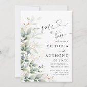Eukalyptus Leaf Greenery Save the Date Card Einladung (Vorderseite)