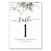 Eukalyptus Leaf Greenery Wedding Tischnummern (Rückseite)