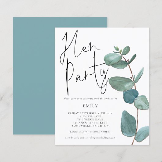 Eukalyptus Leaf Hen Party Einladung (Vorne/Hinten)