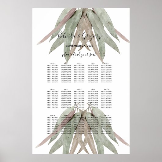 Eukalyptus-Leaf-Hochzeitstabelle Poster (Vorne)