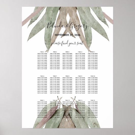 Eukalyptus-Leaf-Hochzeitstabelle Poster (Vorne)