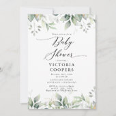 Eukalyptus Leaf Kinderdusche Einladung (Vorderseite)