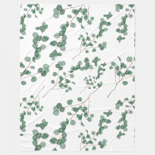 Eukalyptus Leaf Nahtloses Muster Art Fleecedecke (Vorderseite)