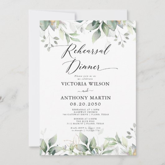 Eukalyptus Leaf Probe Abendessen Einladung (Vorderseite)