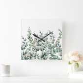 Eukalyptus-Leaf Quadratische Wanduhr (Zuhause)