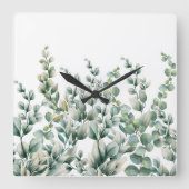 Eukalyptus-Leaf Quadratische Wanduhr (Vorderseite)