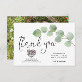 Eukalyptus Leaf Script Foto QR Code Vielen Dank Dankeskarte (Vorne/Hinten)