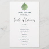 Eukalyptus-Leaf-Script-Hochzeitsprogramm (Vorderseite)