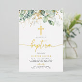 Eukalyptus Leaf Taufe Christening Foil Text Folieneinladung (Stehend vorne)