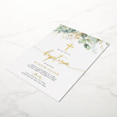 Eukalyptus Leaf Taufe Christening Foil Text Folieneinladung (Gedreht)