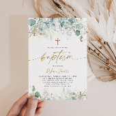 Eukalyptus Leaf und Goldtaufe Einladung