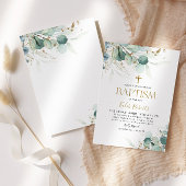 Eukalyptus Leaf und Goldtaufe Einladung