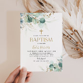 Eukalyptus Leaf und Goldtaufe Einladung