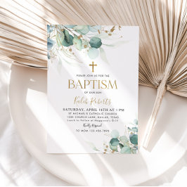 Eukalyptus Leaf und Goldtaufe Einladung