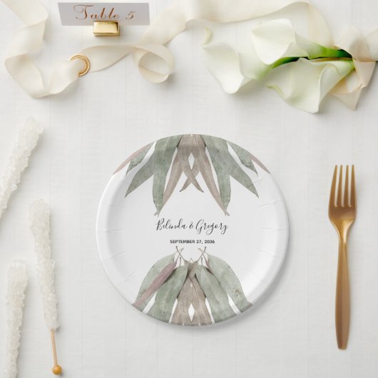 Eukalyptus Leaf Wedding Pappteller (Hochzeit)