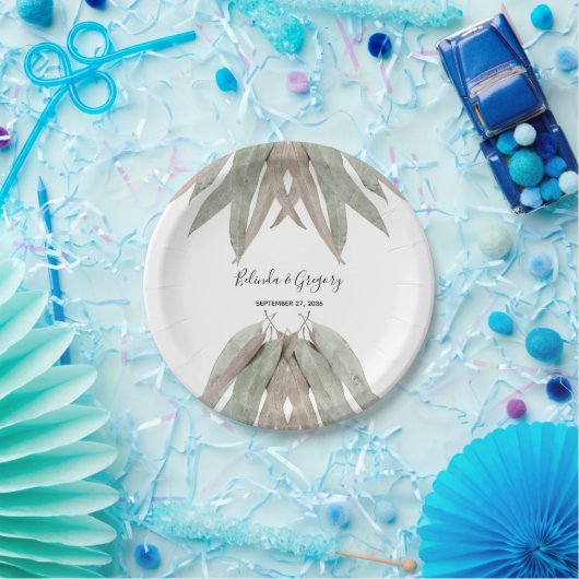 Eukalyptus Leaf Wedding Pappteller (Party)