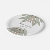 Eukalyptus Leaf Wedding Pappteller (Schrägansicht)