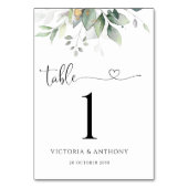 Eukalyptus Leaf Wedding Tischnummern (Rückseite)