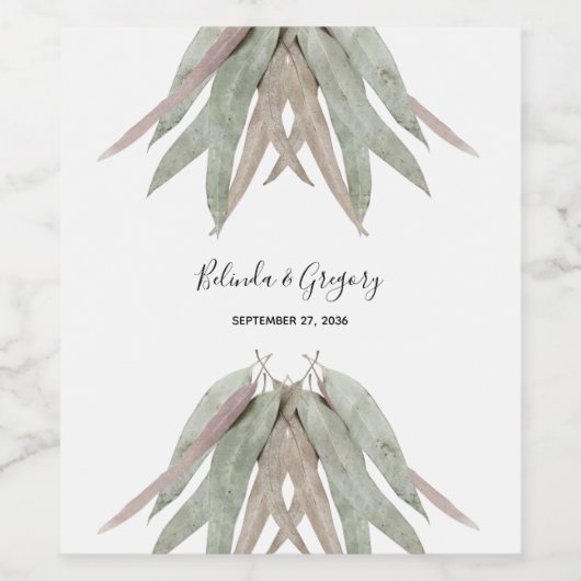 Eukalyptus Leaf Wedding Weinetikett (Einzelnes Label)