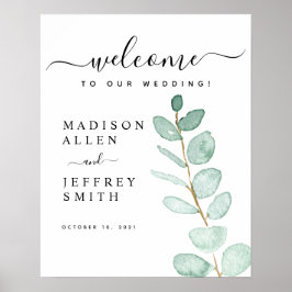 Eukalyptus Leaf Wedding Welcome Sign Poster