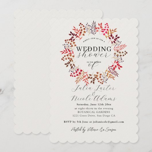 Eukalyptus Leaf Wreath Polterabend Einladung (Vorne/Hinten)