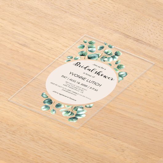 Eukalyptus Leafy Brautparty Acryleinladungen (Ablage )