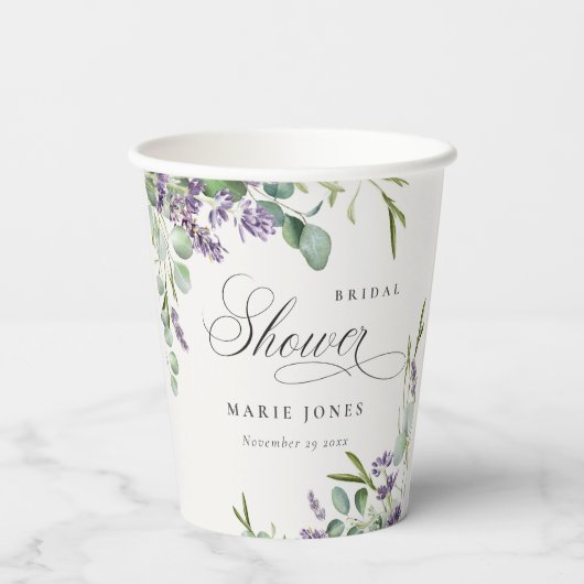 Eukalyptus Leafy Foliage Brautparty Pappbecher (Rückseite)